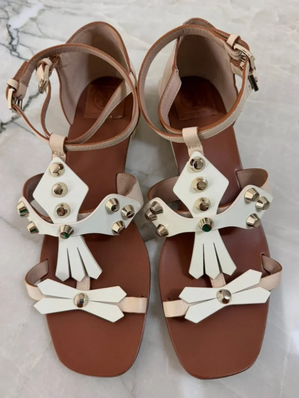 Tory Burch Aurora Leather Ankle-Strap Sandals